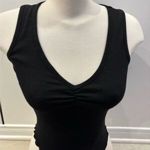 Black Sleeveless V-Neck Top